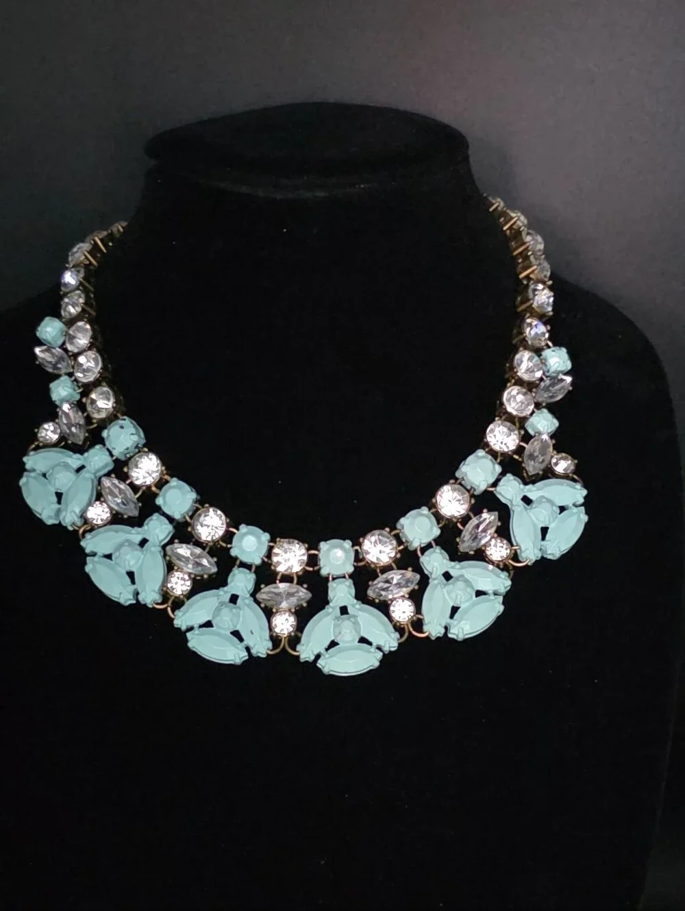 Sarah Templeman Camille Rhinestone Turquoise Enamel Bumblebee Statement Necklace